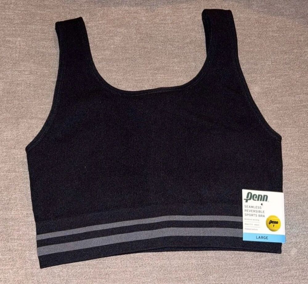 Penn Seamless Reversible Sports Bra Black NWT
